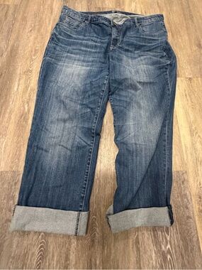 Kut from the Kloth Blue Cropped Relaxed Jeans with Cuffed Hem